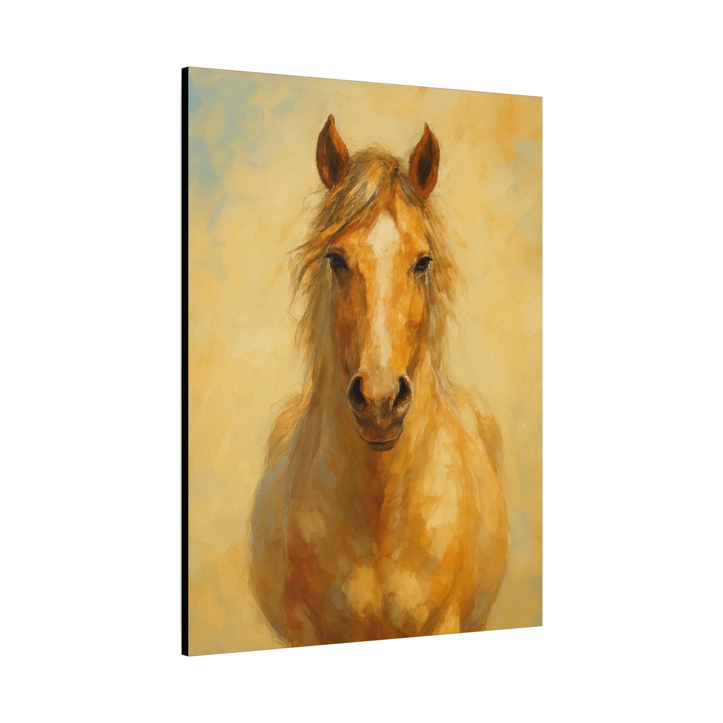Retrato de caballo dorado en lienzo - Cuadro decorativo mate estirado