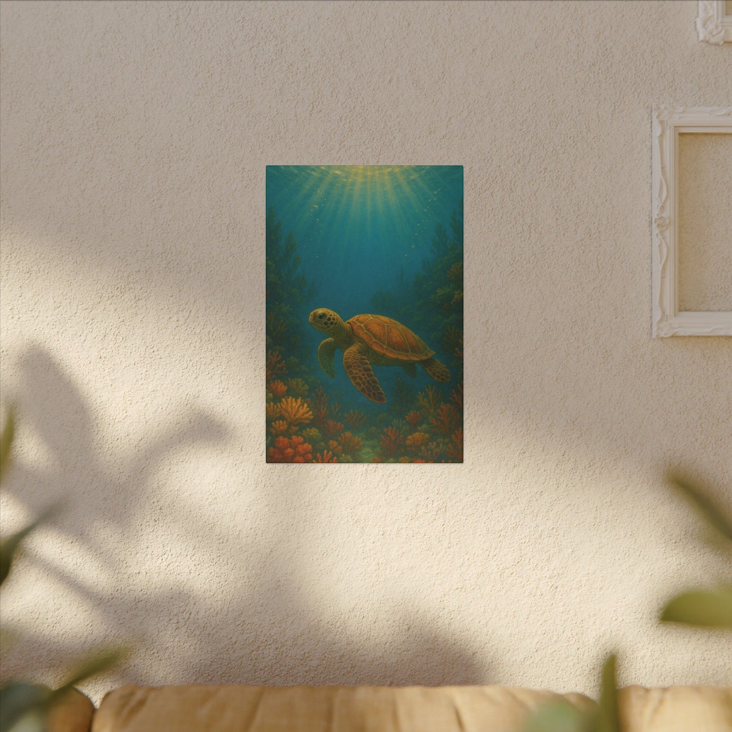 Sea Turtle Canvas Print — Underwater Coral Reef Wall Art