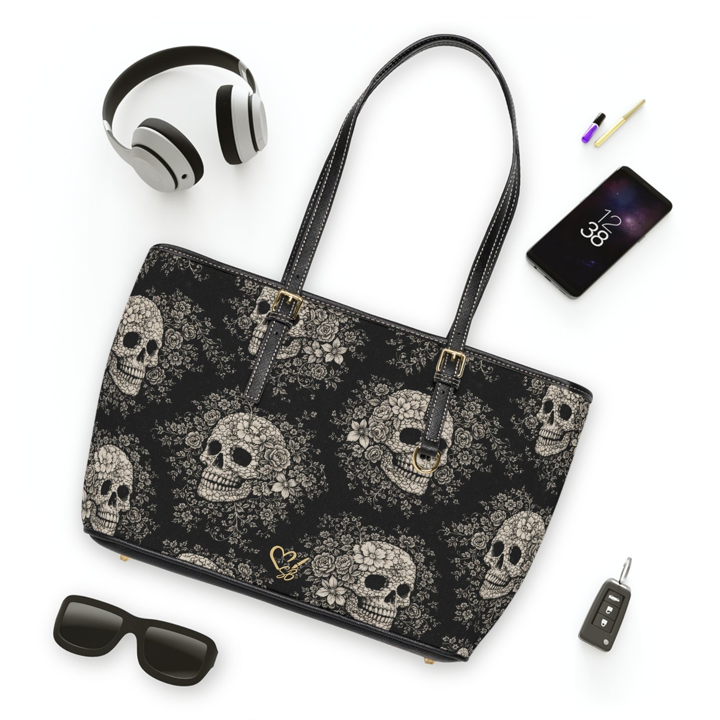 Bolso tote de cuero PU Requiem Bloom - Bolso de hombro gótico