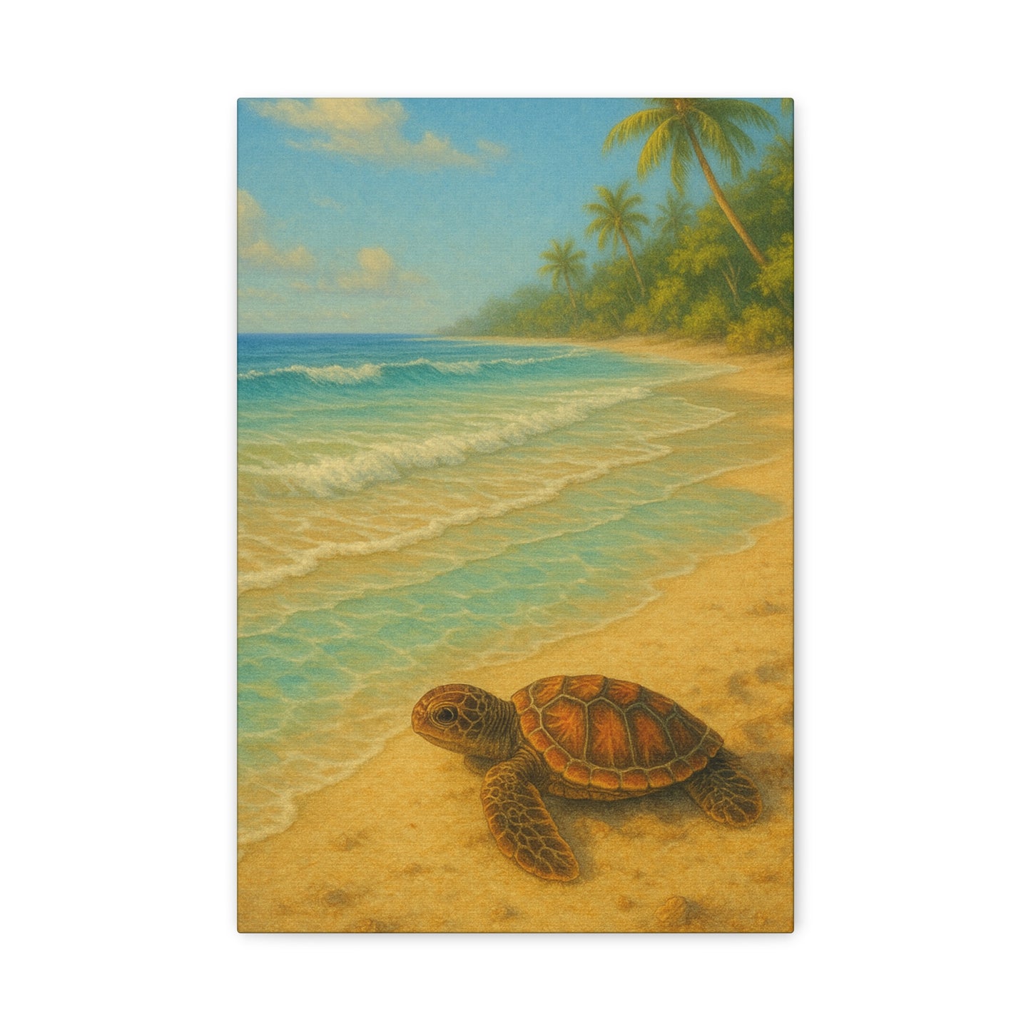 Lienzo de pared tortuga marina para playa — Decoración tropical costera para guardería