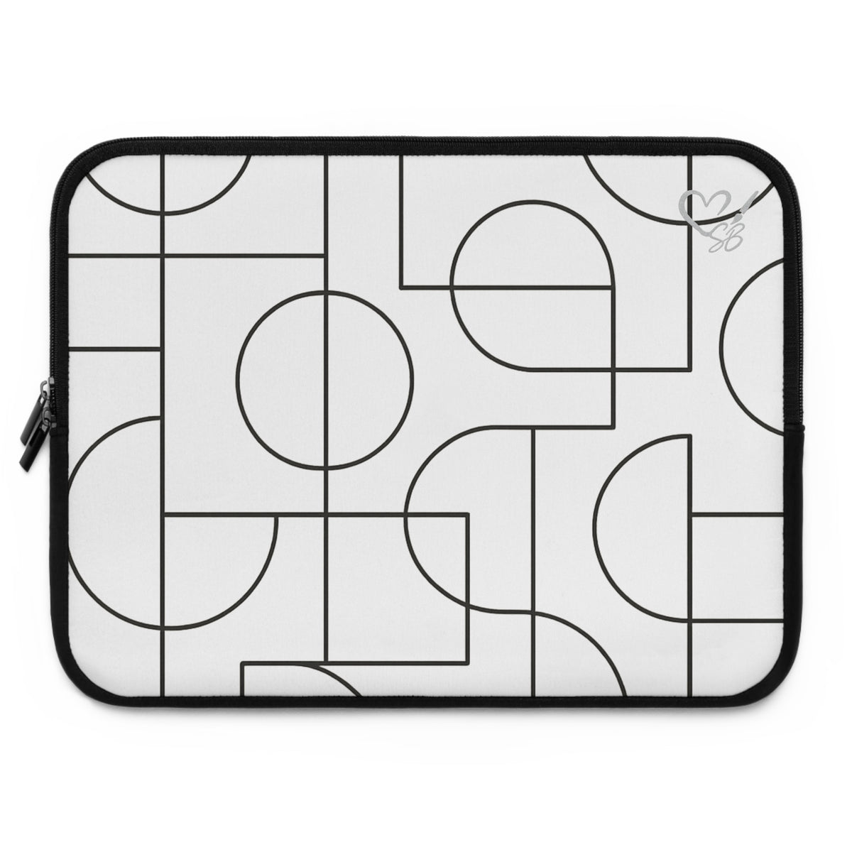 Geometric Print — 2025 Artisan Collection — Laptop Sleeve — Black & White Protective Neoprene Case