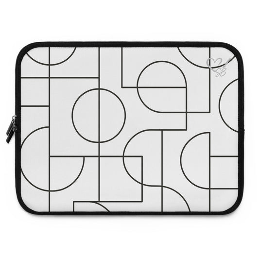 Estampado Geométrico — Colección Artesanal 2025 — Funda para Portátil — Estuche Protector de Neopreno en Blanco y Negro