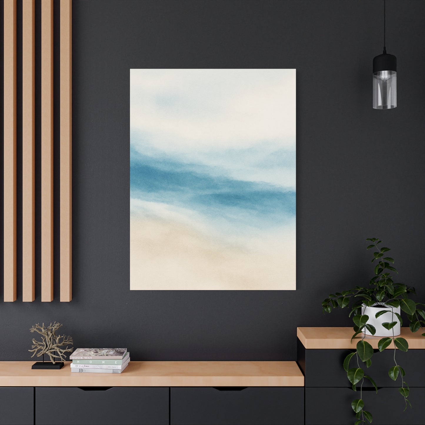 Lienzo decorativo de pared en acuarela azul Océano 2 - Acabado mate estirado