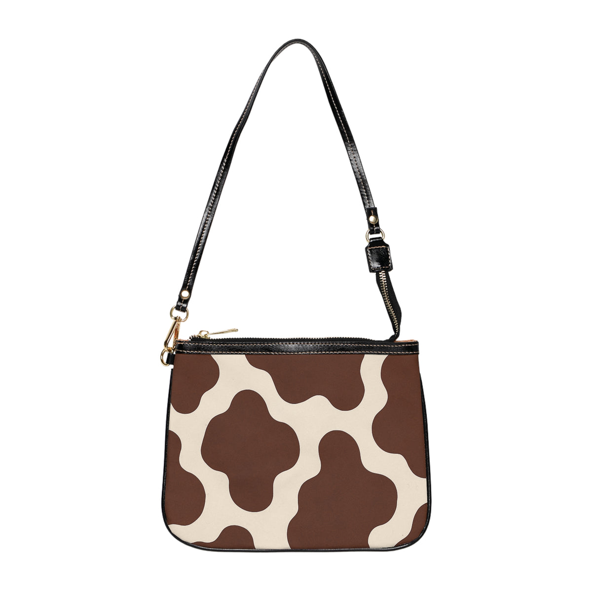 Brown Cow Print Small Shoulder Bag — Brown Retro Pattern Crossbody Purse