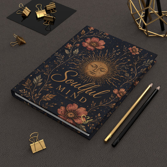 Soulful Mind Hardcover Journal — Sun & Floral Lined Notebook for Reflection, Gratitude, & Spiritual Journaling