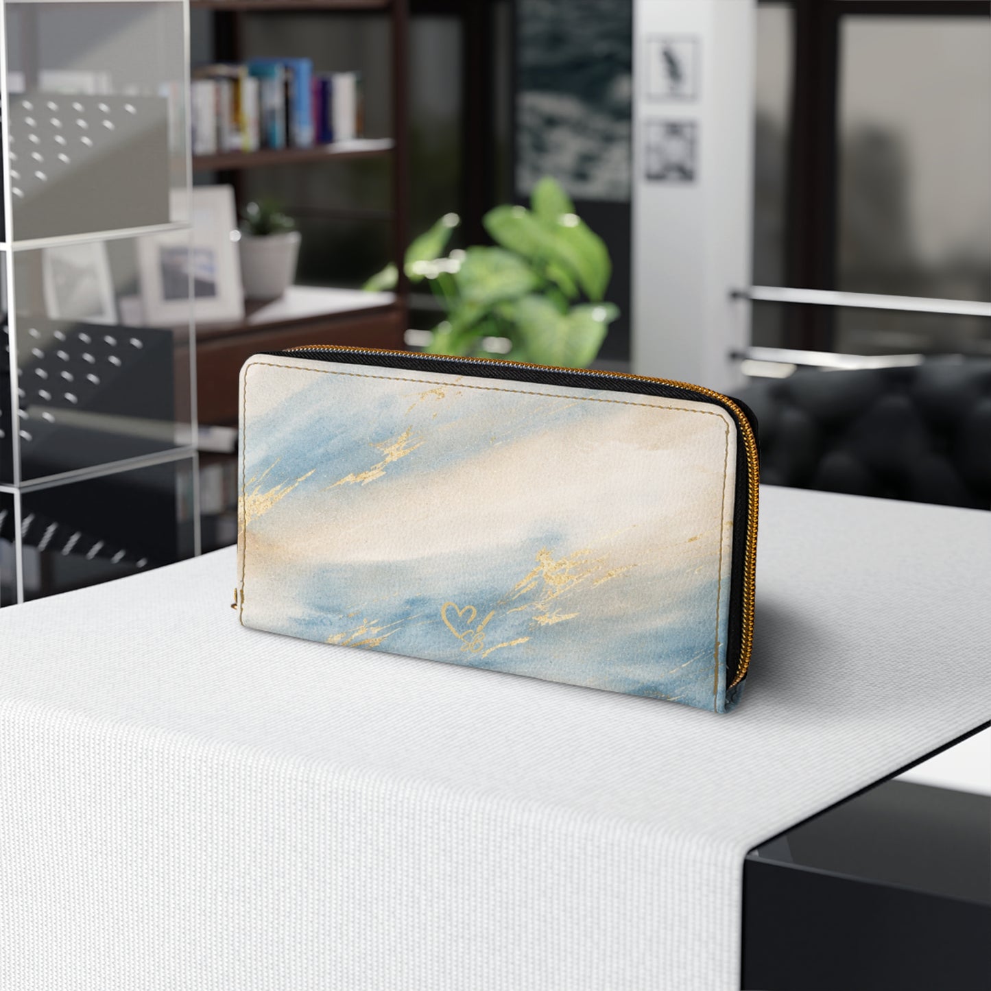 Coastal  Zipper Wallet — Elegant Coastal Abstract Zip Wallet