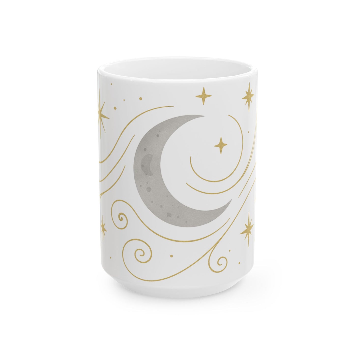 Taza de cerámica Luna y estrellas celestiales — Taza de café astrológica de 11oz/15oz
