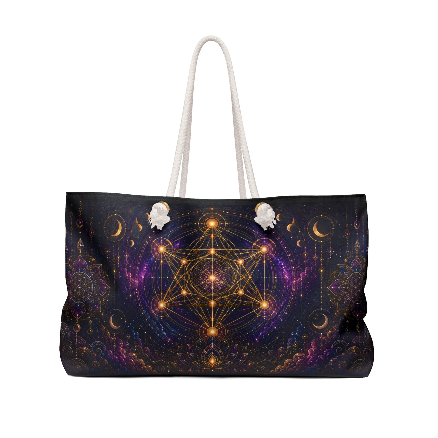 Sacred Geometry Weekender Bag — Golden Metatron Tote for Spiritual Travel