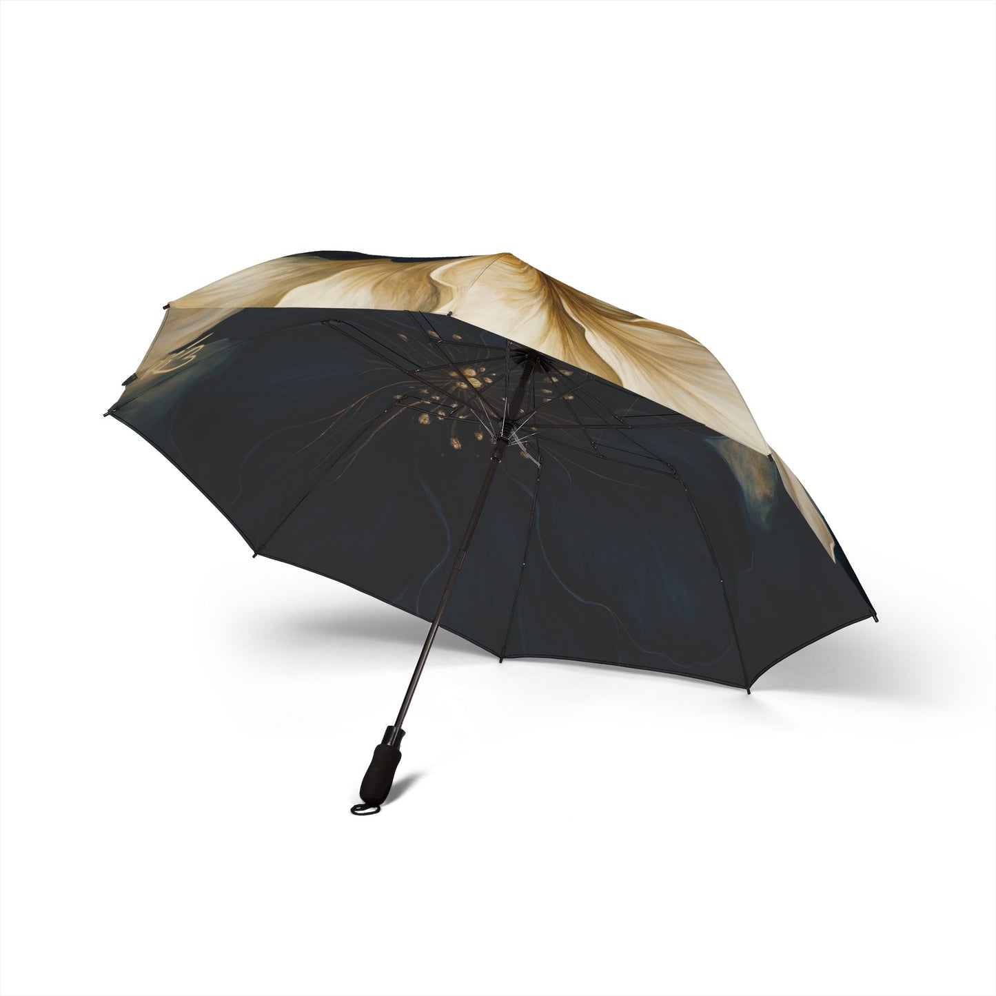 Stella - 2025 - Colección Artisan Luxe - Paraguas floral plegable — Parasol de lluvia compacto semiautomático con diseño de grandes flores en crema y azul