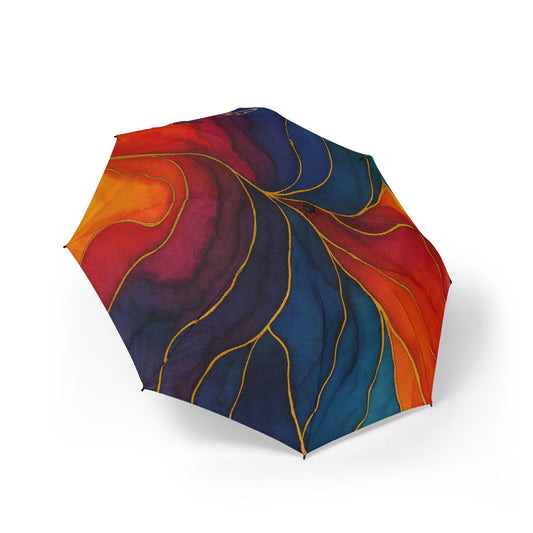 Jayla-2025 Artisan Luxe Collecction- Foldable Umbrella — Vibrant Red & Blue Rain Shield