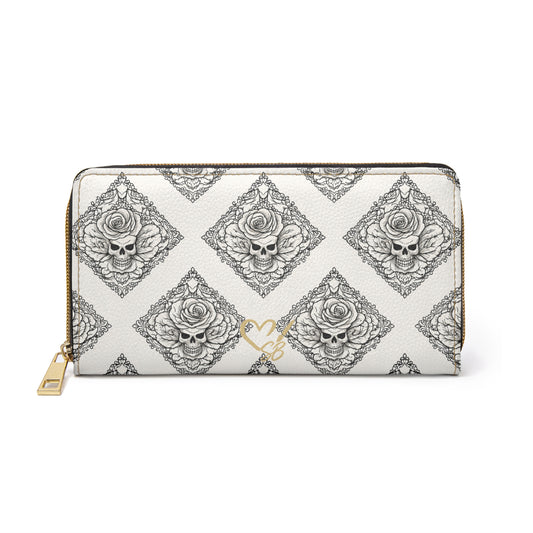 Billetera con cremallera Relic Bloom - Cartera de mano gótica floral con cremallera para mujer