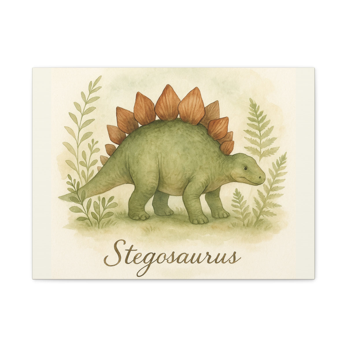 Stegosaurus Canvas Wall Art — Watercolor Dino Print for Nursery & Kids’ Room