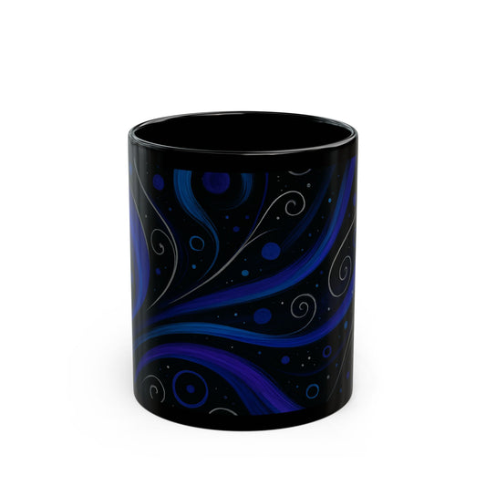 Midnight Blooms 3-Soulful Collection-Black Ceramic Mug — Midnight Swirl Coffee Cup (11oz & 15oz)