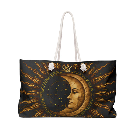 Celestial Sun & Moon Weekender Bag — Boho Astrology Travel Tote