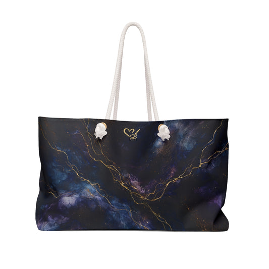 Onyx-2025 Artisan Luxe Collection-Weekender Bag — Navy Gold Cosmic Travel Tote