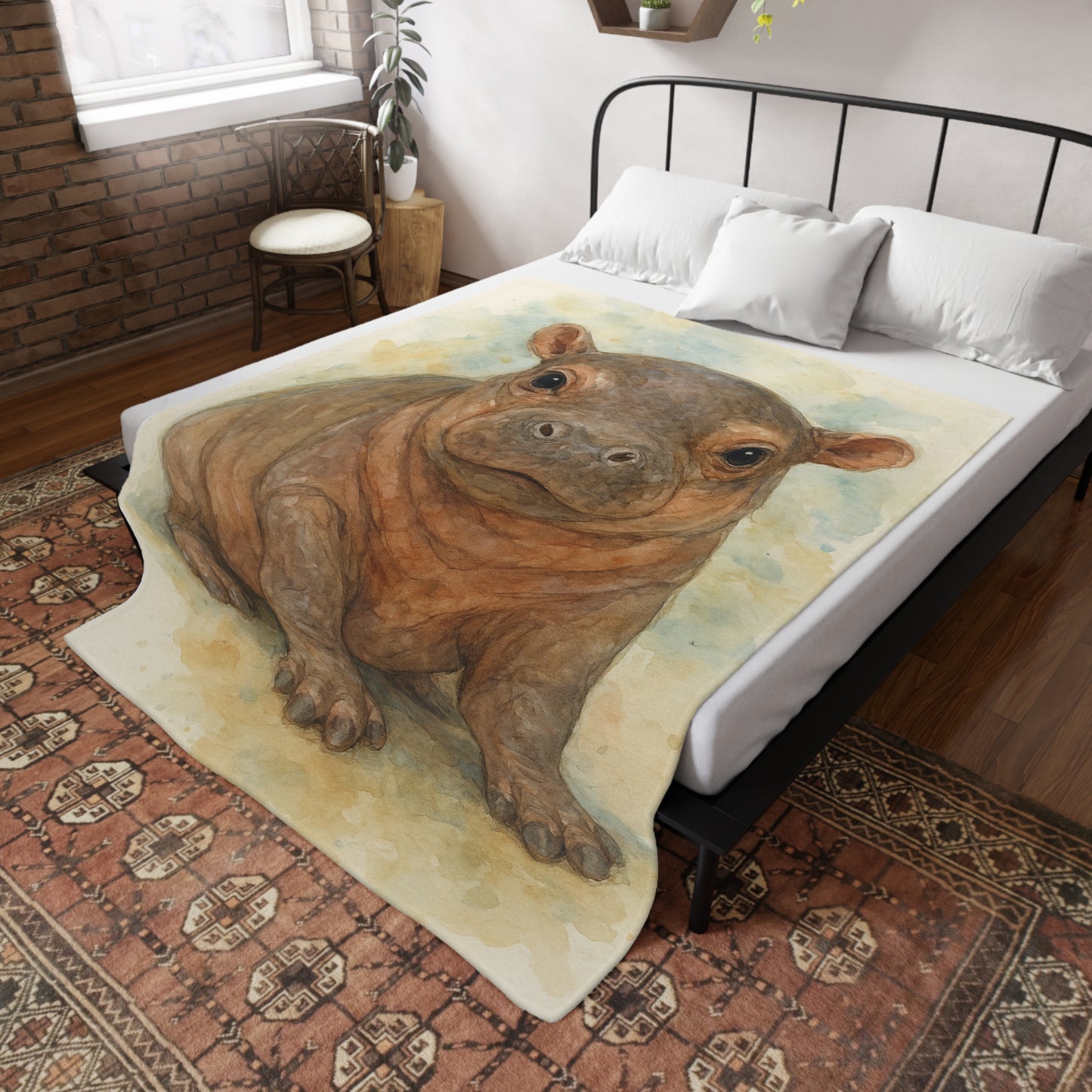 Baby Hippo-Savanah Collection-Plush Blanket