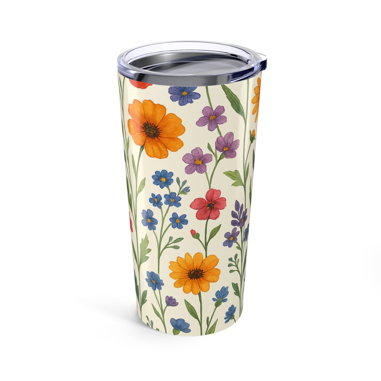 20oz Floral Tumbler - Colorful Wildflower Insulated Travel Cup