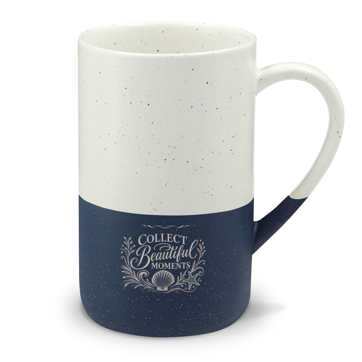 Collect Beautiful Moments Ceramic Mug — 13oz Speckled Navy & White Engraved