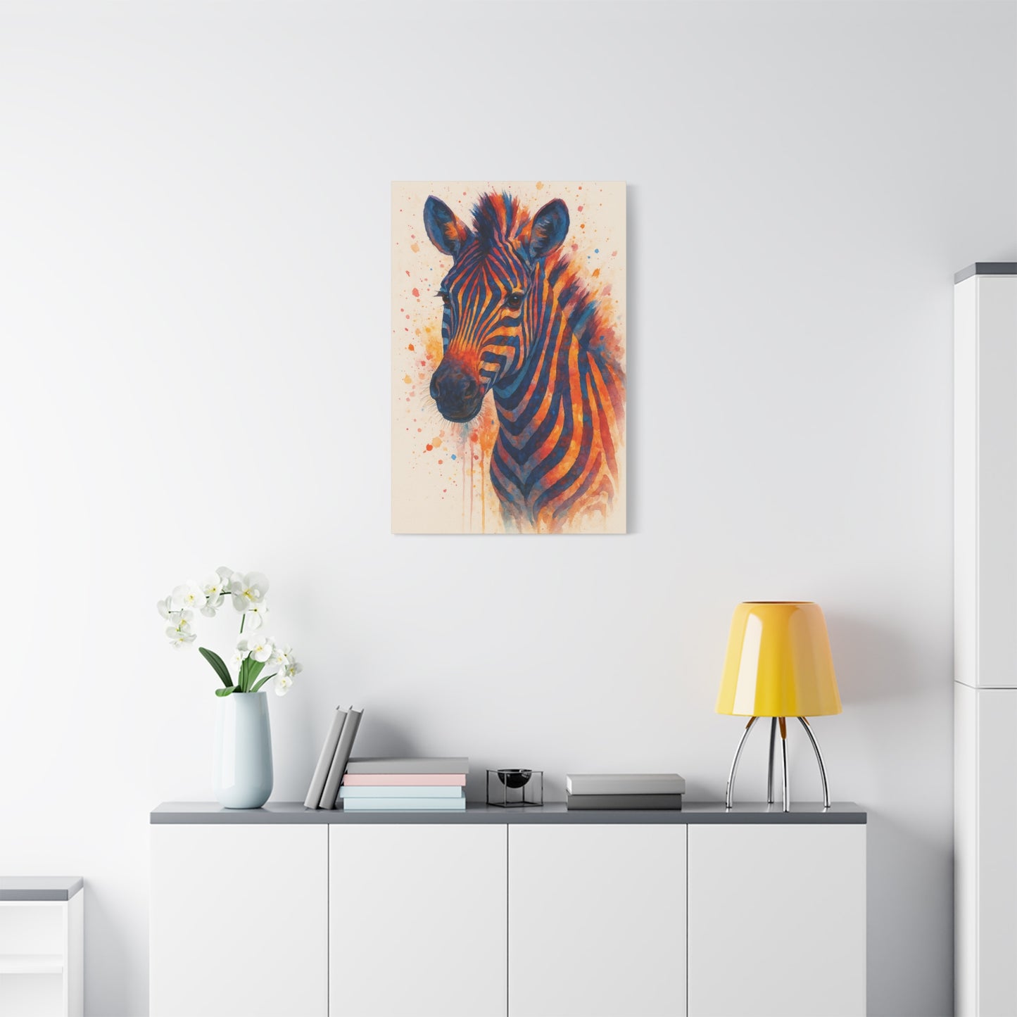 Zebra Watercolor Fine Art Print with Passepartout — Vibrant Animal Wall Art