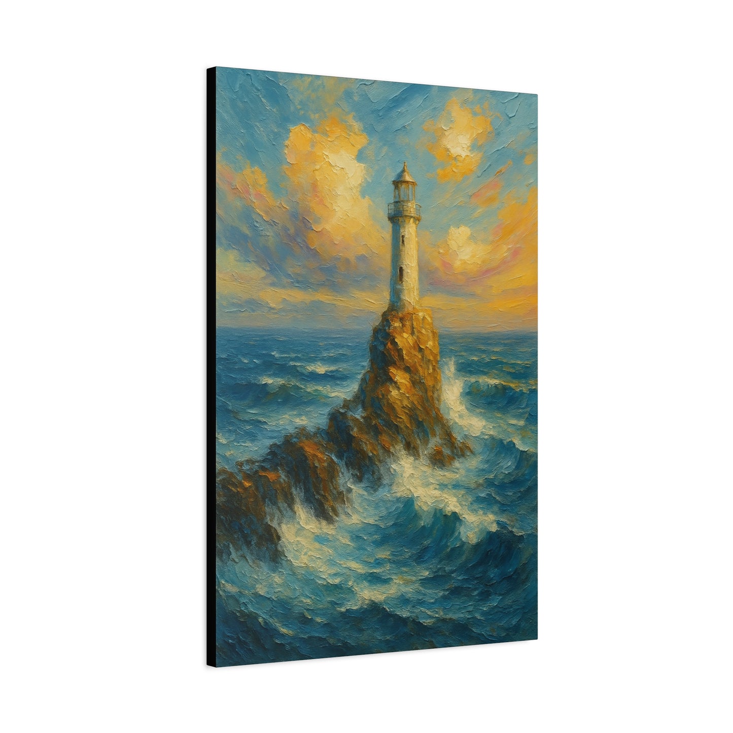 Impresión en lienzo de faro oceánico — Arte de pared mate estirado