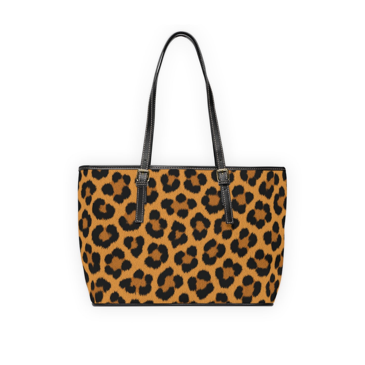 Leopard print PU leather shoulder bag back view – chic leopard print structured shoulder tote by the Soulful Brush
