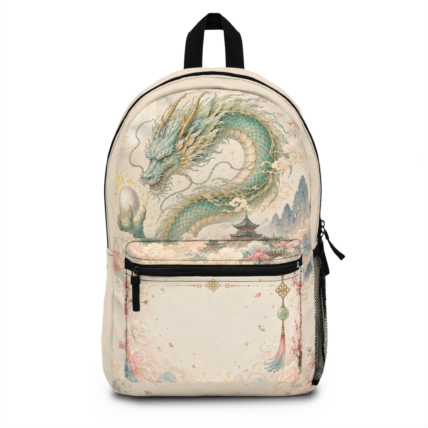 Vintage Celestial Dragon Backpack – Pastel Asian-Inspired Art School Bag