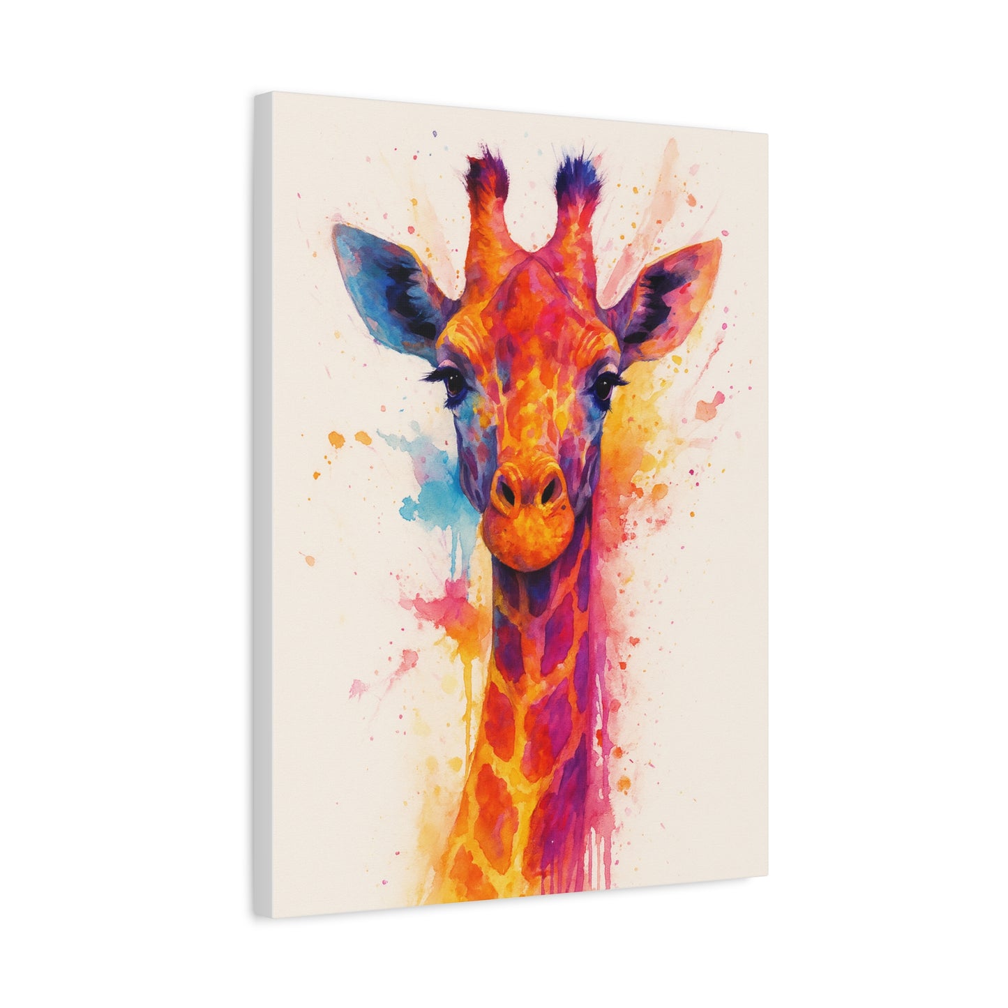 Jirafa — Tinta acrílica animal abstracta de colores llamativos Lienzo mate (estirado)