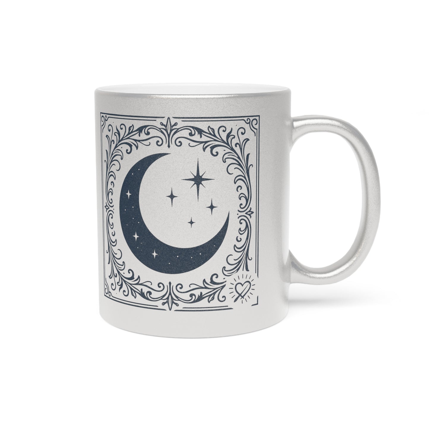 Taza de café con Luna Creciente y Menguante Metálica — Celestial Plata/Oro