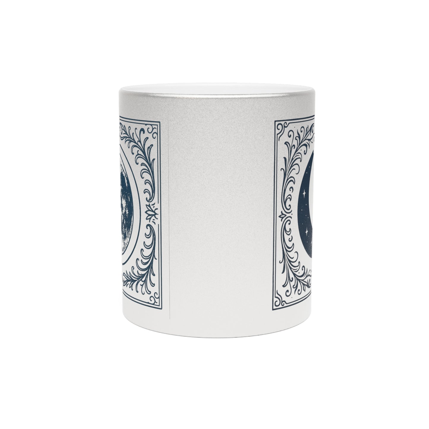 Taza de café con Luna Creciente y Menguante Metálica — Celestial Plata/Oro