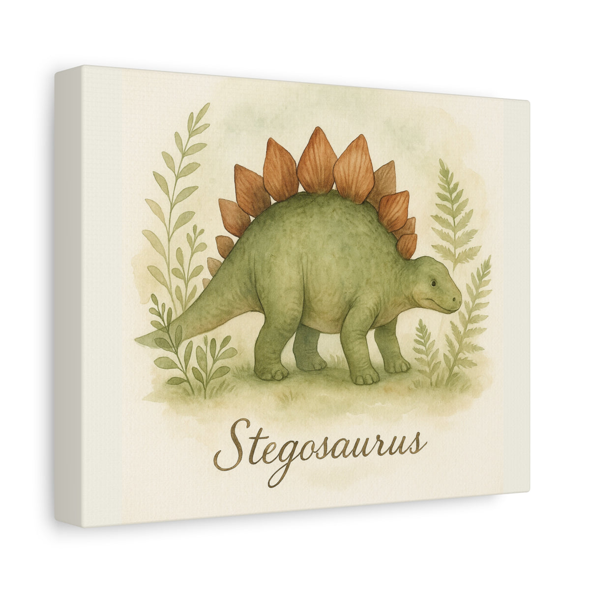 Stegosaurus Canvas Wall Art — Watercolor Dino Print for Nursery & Kids’ Room