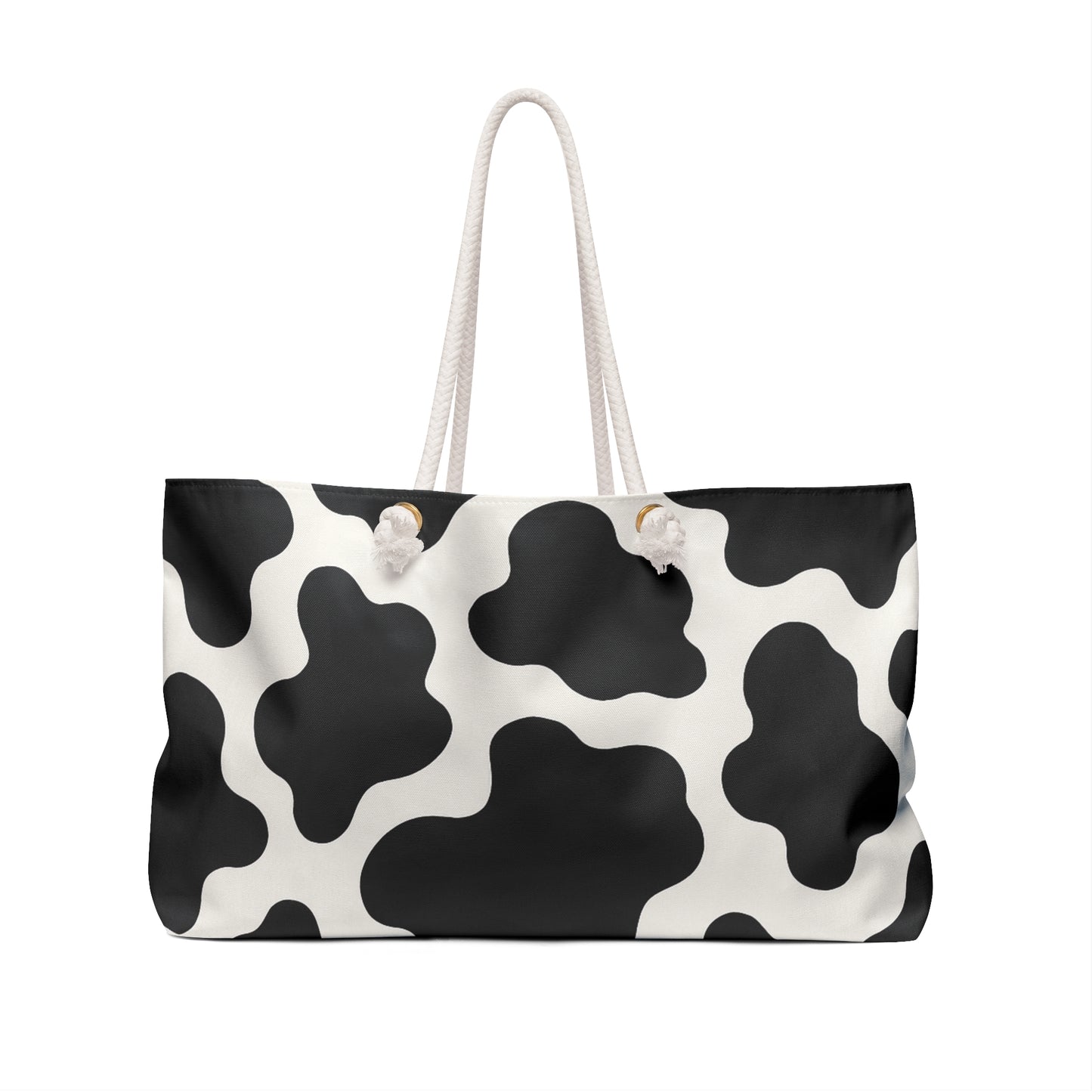 Bolso de viaje grande con estampado de vaca en blanco y negro