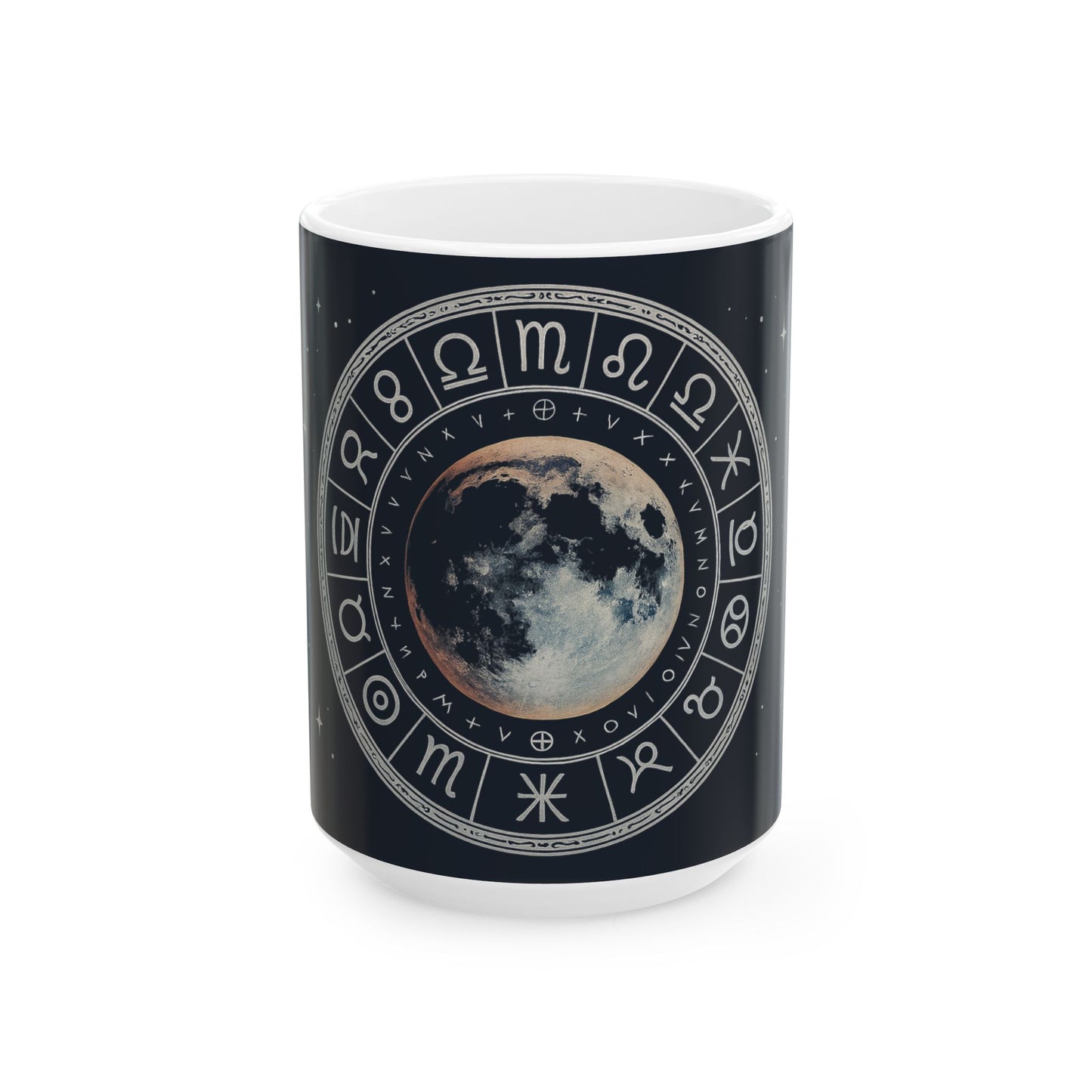 Taza de cerámica Eclipse Lunar — Taza de café de astrología de fases lunares del zodiaco (325 ml, 444 ml)