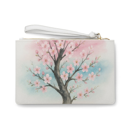 Cherry Blossom Clutch Bag — Echoes of the Masters Collection — Watercolor Floral Wristlet