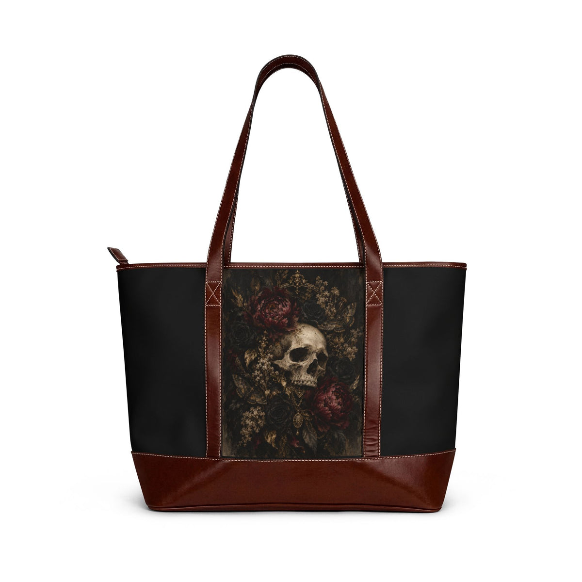 Gothic Rose Skull Tote Handbag — Velvet Mourning