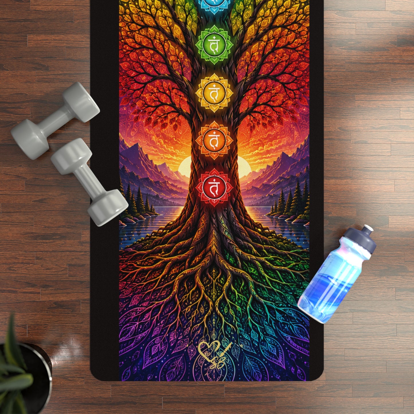 Chakra Tree of Life Rubber Yoga Mat — Non-Slip Meditation & Alignment Mat