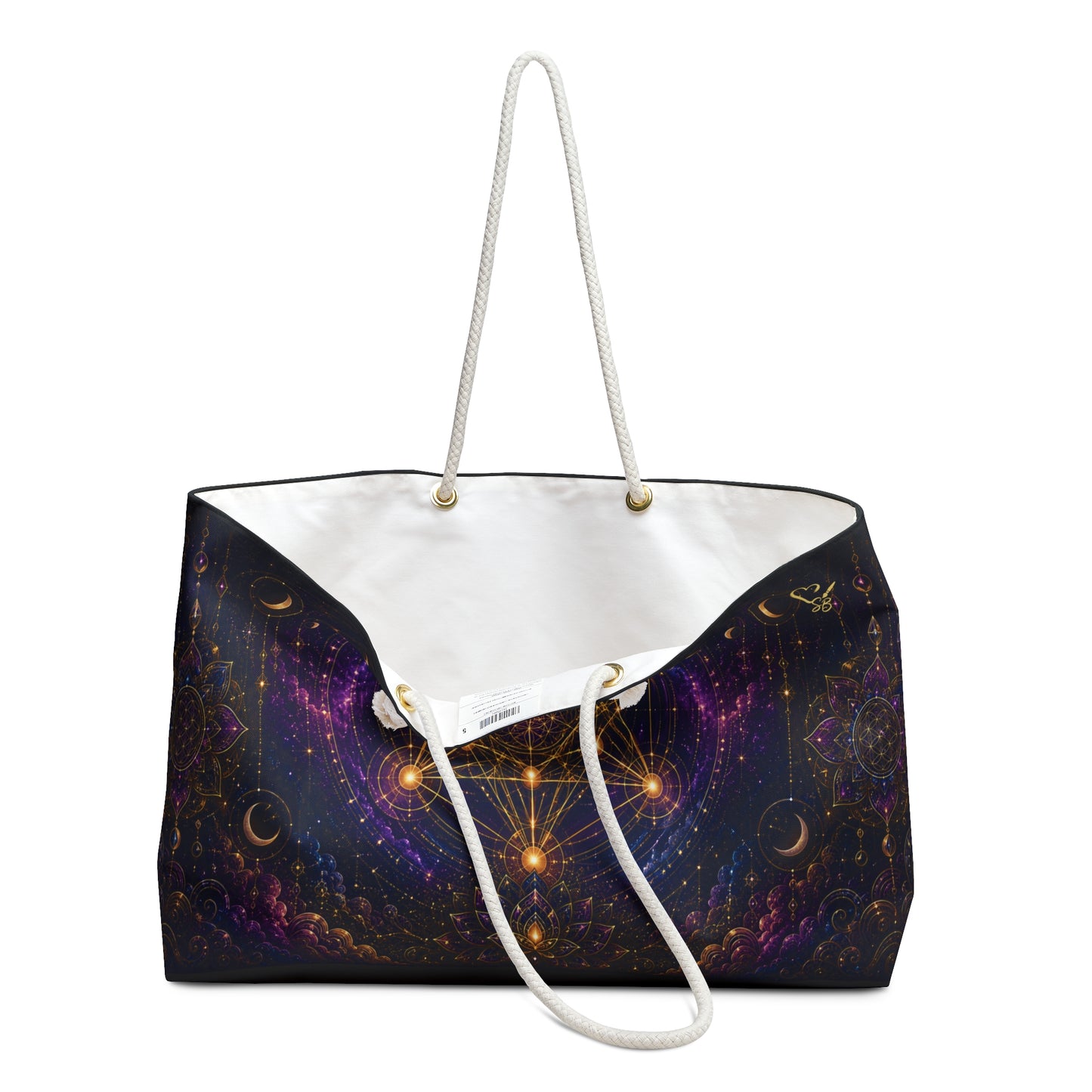 Sacred Geometry Weekender Bag — Golden Metatron Tote for Spiritual Travel