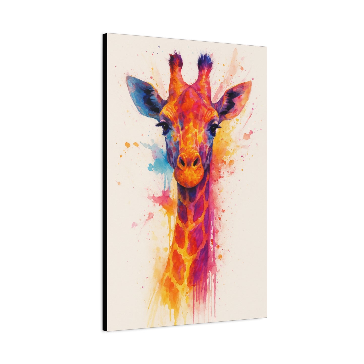 Jirafa — Tinta acrílica animal abstracta de colores llamativos Lienzo mate (estirado)