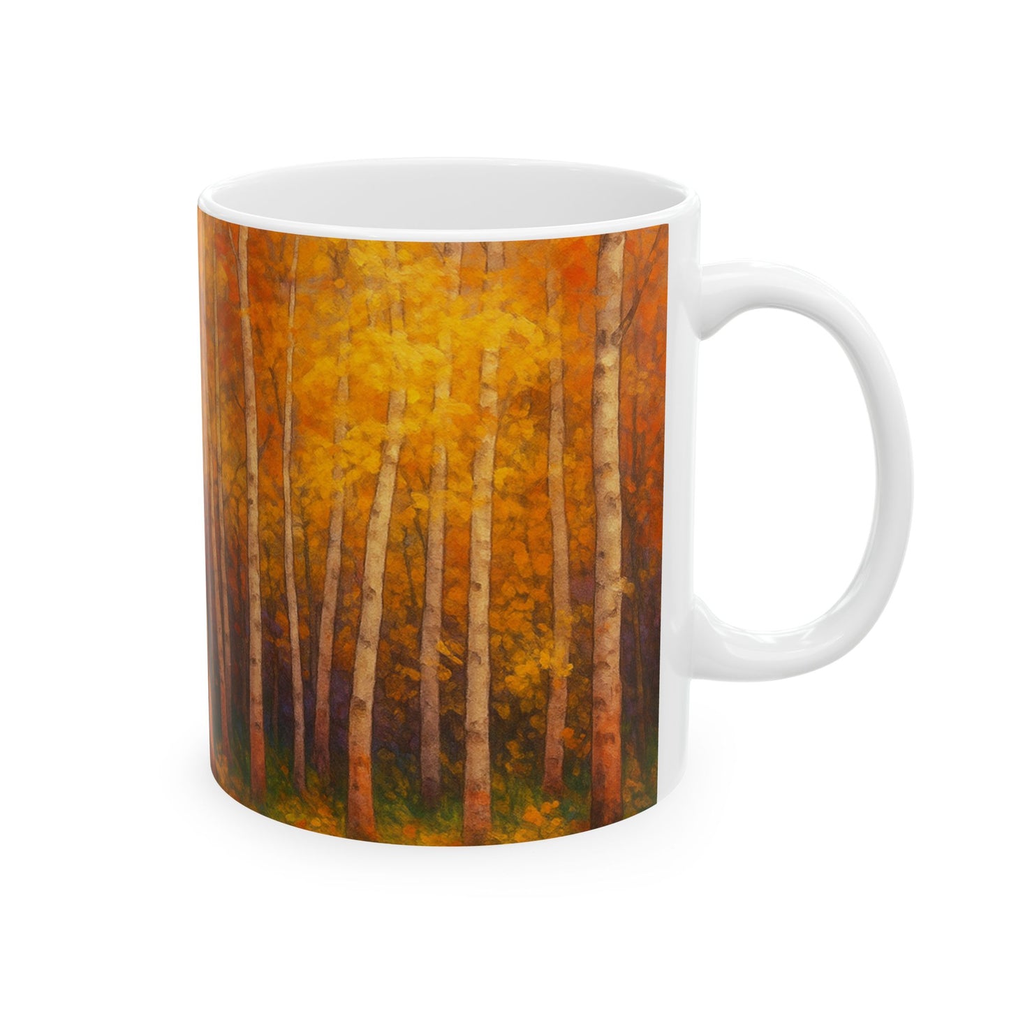 Taza de Cerámica Bosque Otoñal - Colección Ecos de los Maestros - Taza de Café Acogedora para Amantes de la Naturaleza