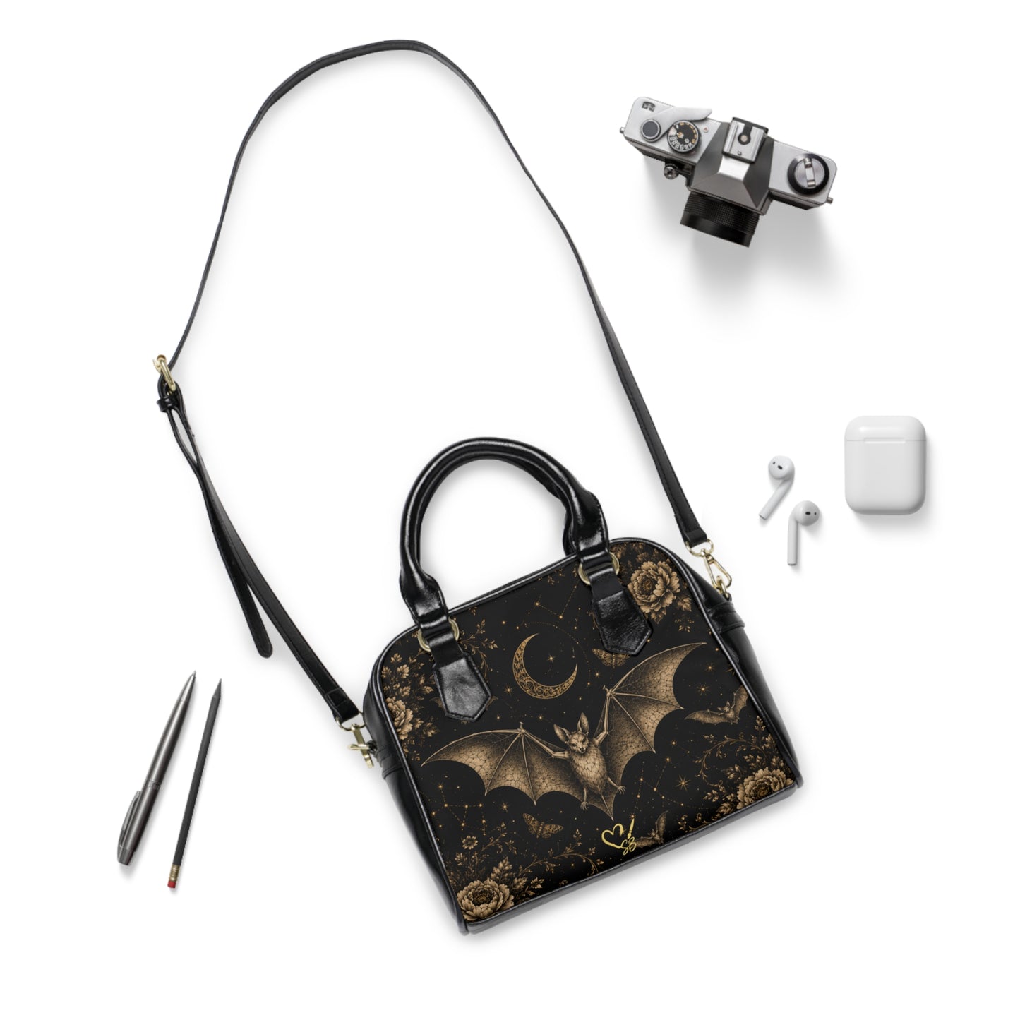 Bolso de hombro Eclipse Noir — Bolso de noche vintage inspirado en vampiros