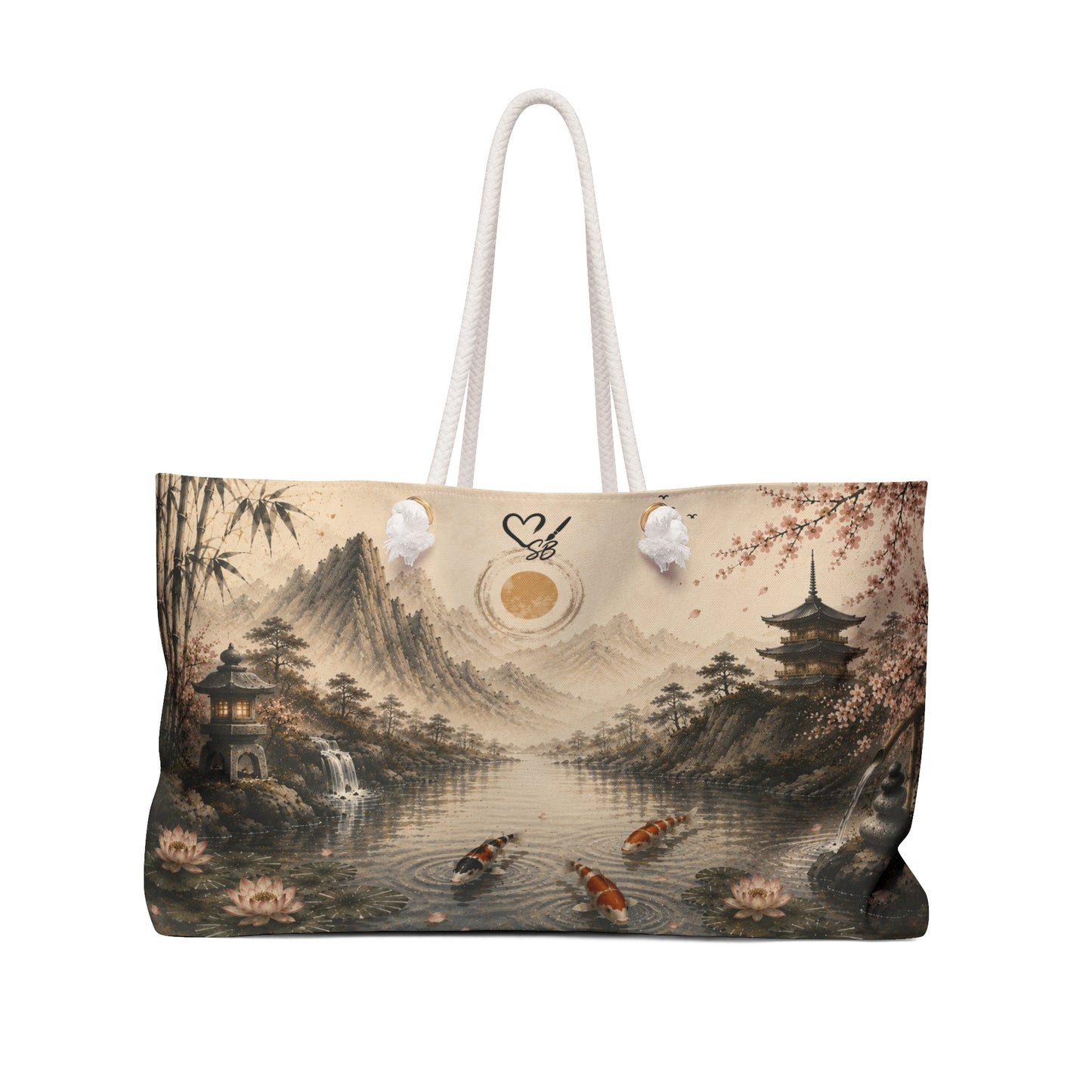 Koi Zen Weekender Bag — Japanese Landscape Travel Tote