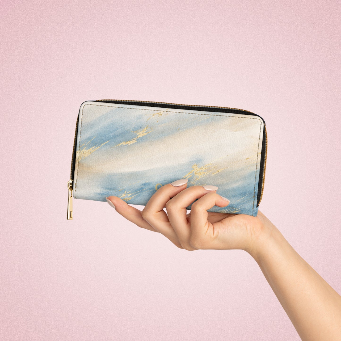 Coastal  Zipper Wallet — Elegant Coastal Abstract Zip Wallet
