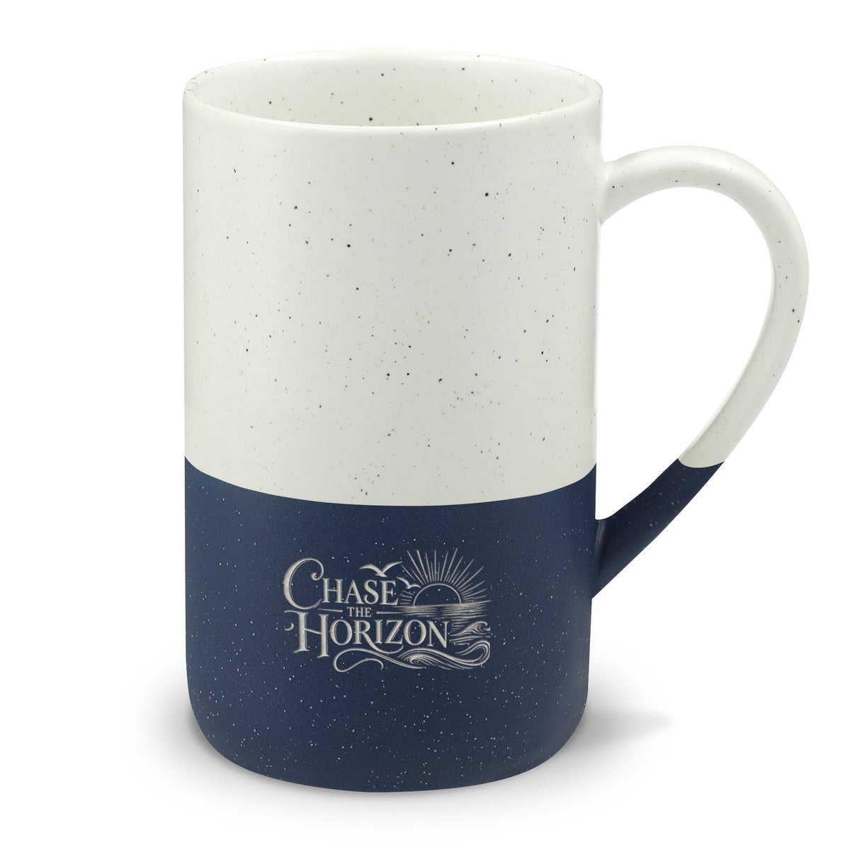 Speckled Ceramic Mug 13oz — "Chase the Horizon" Engraved Design