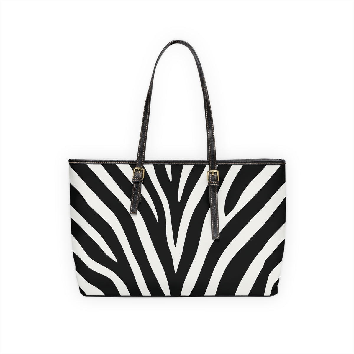 Bolso de hombro de piel sintética con estampado de cebra – Bolso de mano blanco y negro para el estilo diario