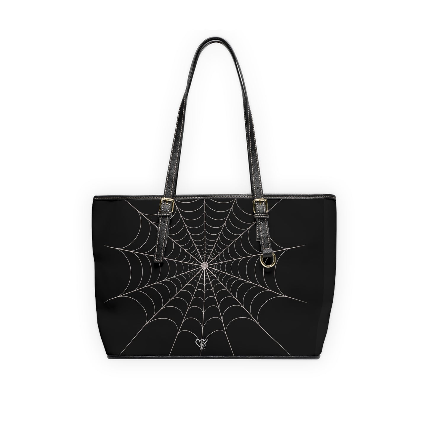core- Spiderweb PU Leather Shoulder Bag — Gothic Black Tote