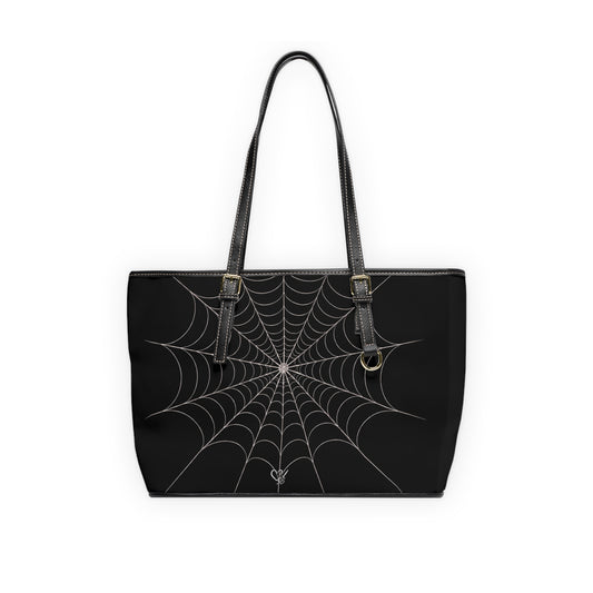 core- Spiderweb PU Leather Shoulder Bag — Gothic Black Tote