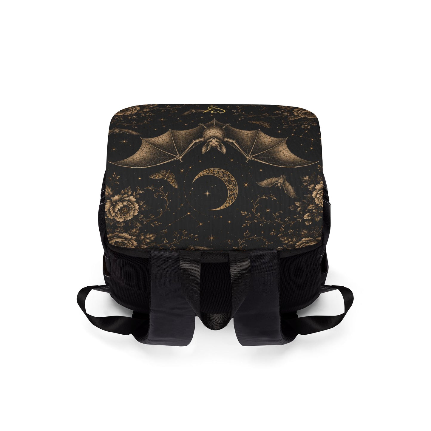 Eclipse Noir Backpack — Gothic Bat Pattern Casual Shoulder Backpack