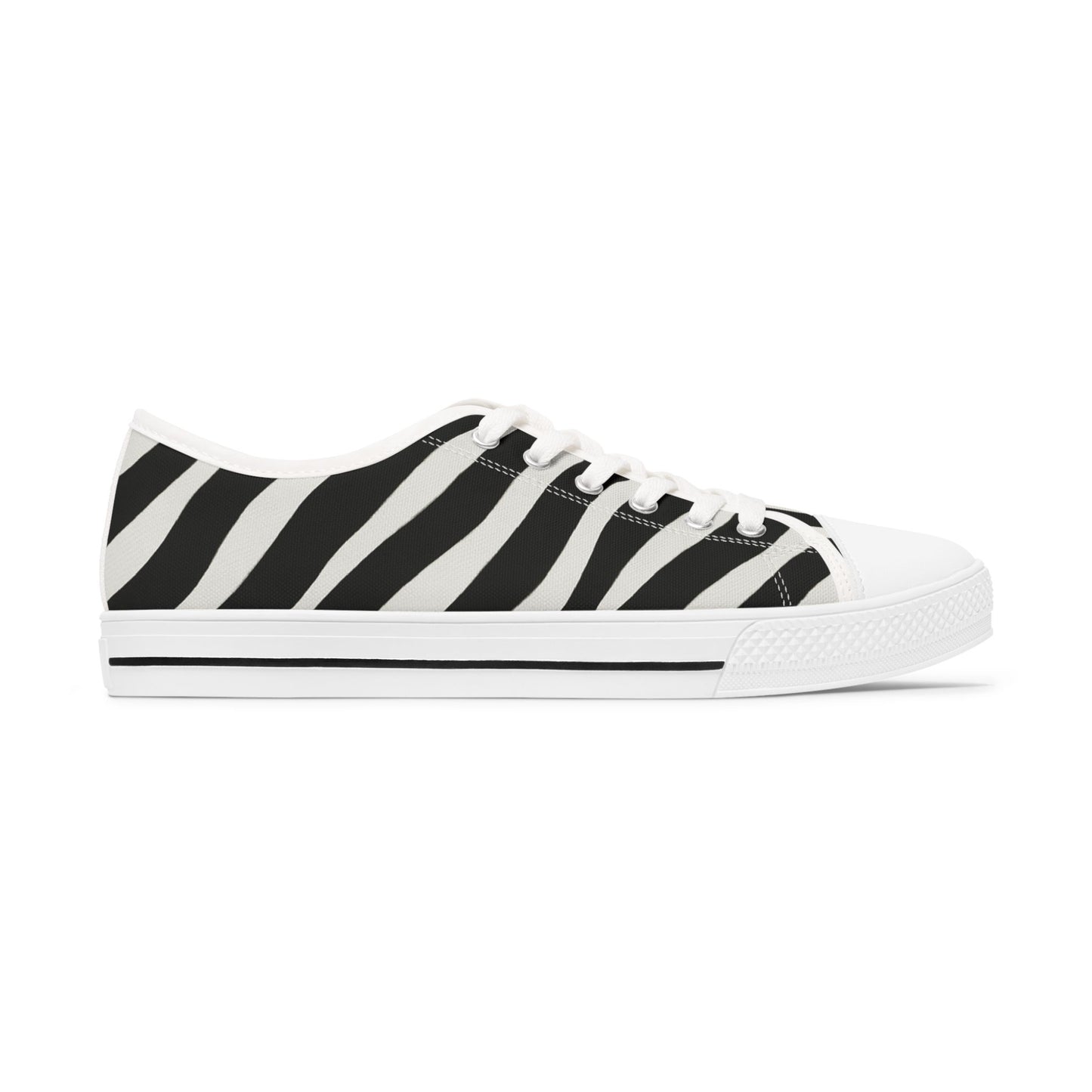 Zapatillas Bajas de Mujer con Estampado de Cebra — Zapatos de Lona Casuales con Estampado Animal Blanco y Negro