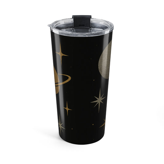 Celestial Night 20oz Tumbler — Gold Moon & Stars Insulated Travel Cup