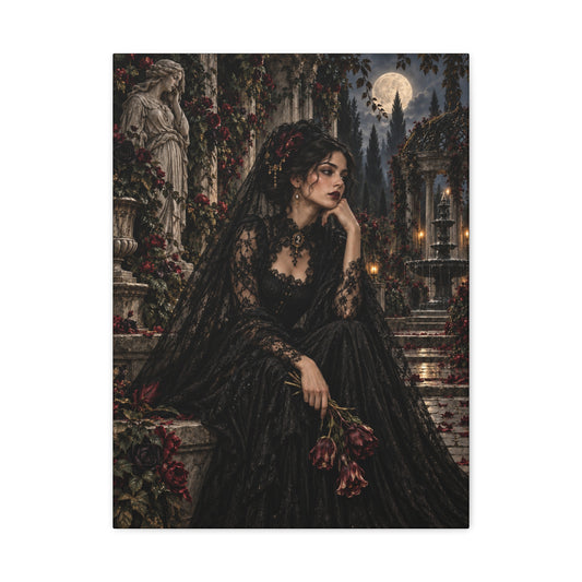 Gothic Mourning Lady -Garden of Sorrow-Matte Canvas Wall Art