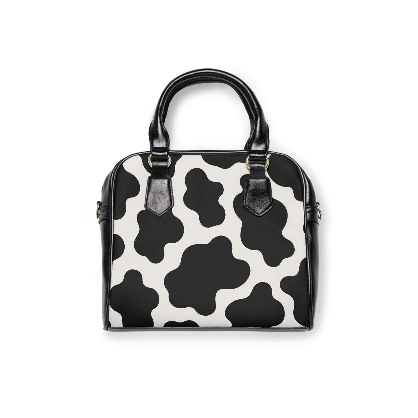 Cow Print Shoulder Handbag – Black & White Chic Tote